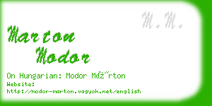 marton modor business card